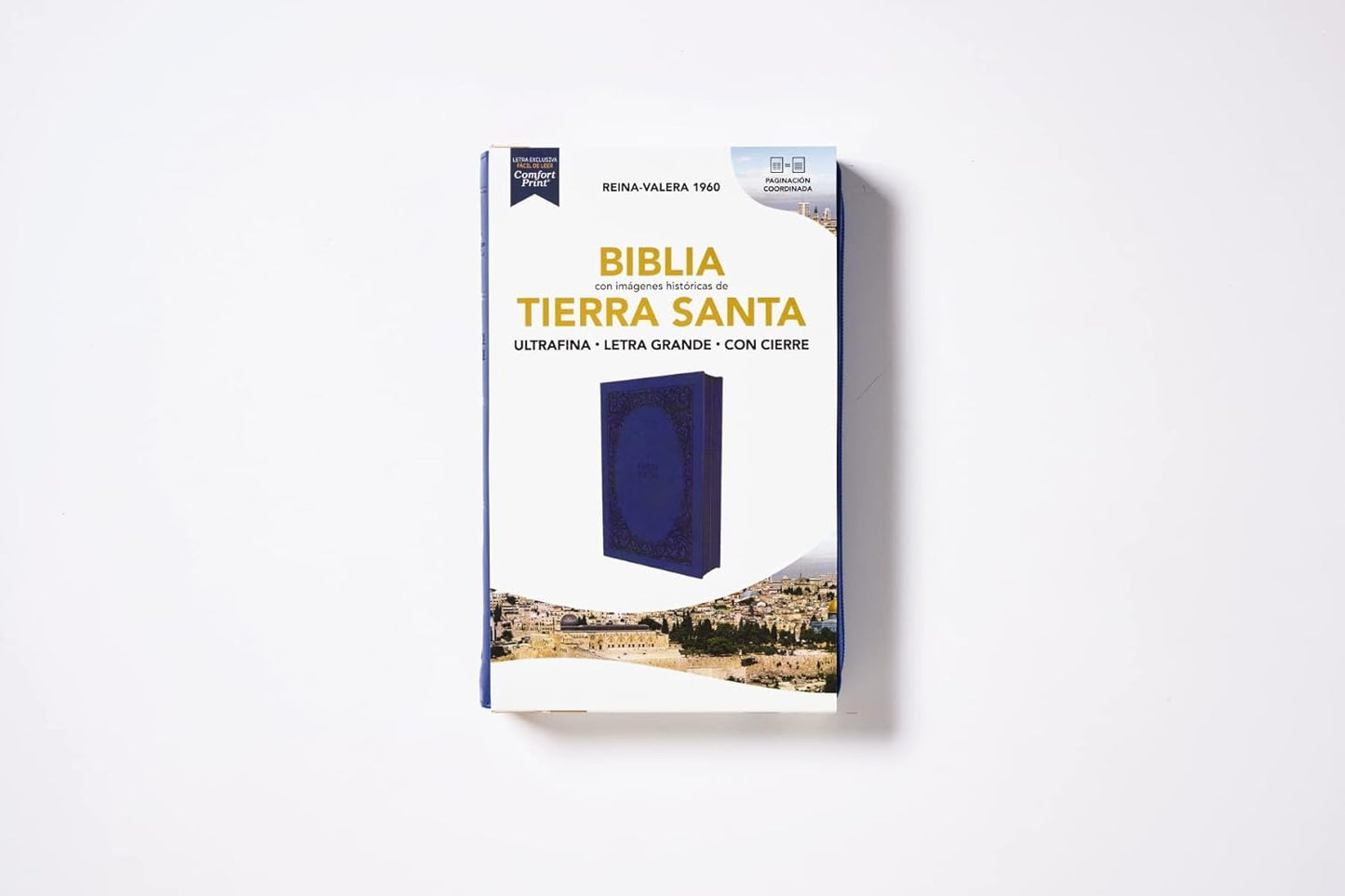 RVR60 Biblia Tierra Santa: Ultrafina Letra grande| Leathersoft Azul| con Cierre| Palabras de Jesús en Rojo| Comfort Print