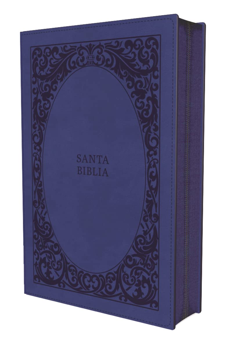 RVR60 Biblia Tierra Santa: Ultrafina Letra grande| Leathersoft Azul| con Cierre| Palabras de Jesús en Rojo| Comfort Print