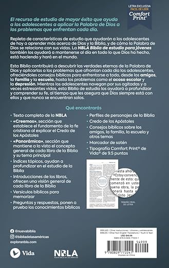 NBLA Biblia de Estudio para Jóvenes adolescentes: Leathersoft. Azul. Comfort Print
