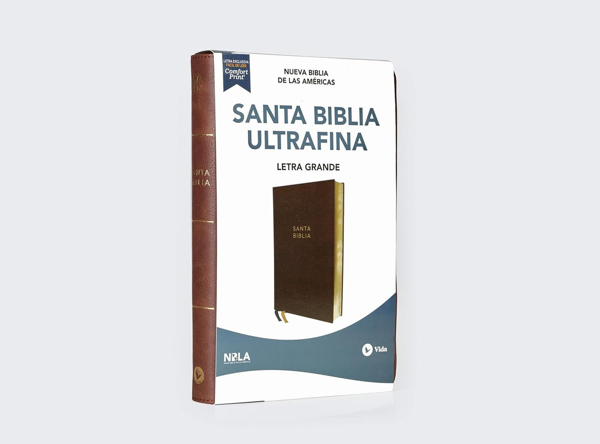 NBLA Santa Biblia Ultrafina Letra grande: Leathersoft Café| Palabras de Jesús en rojo