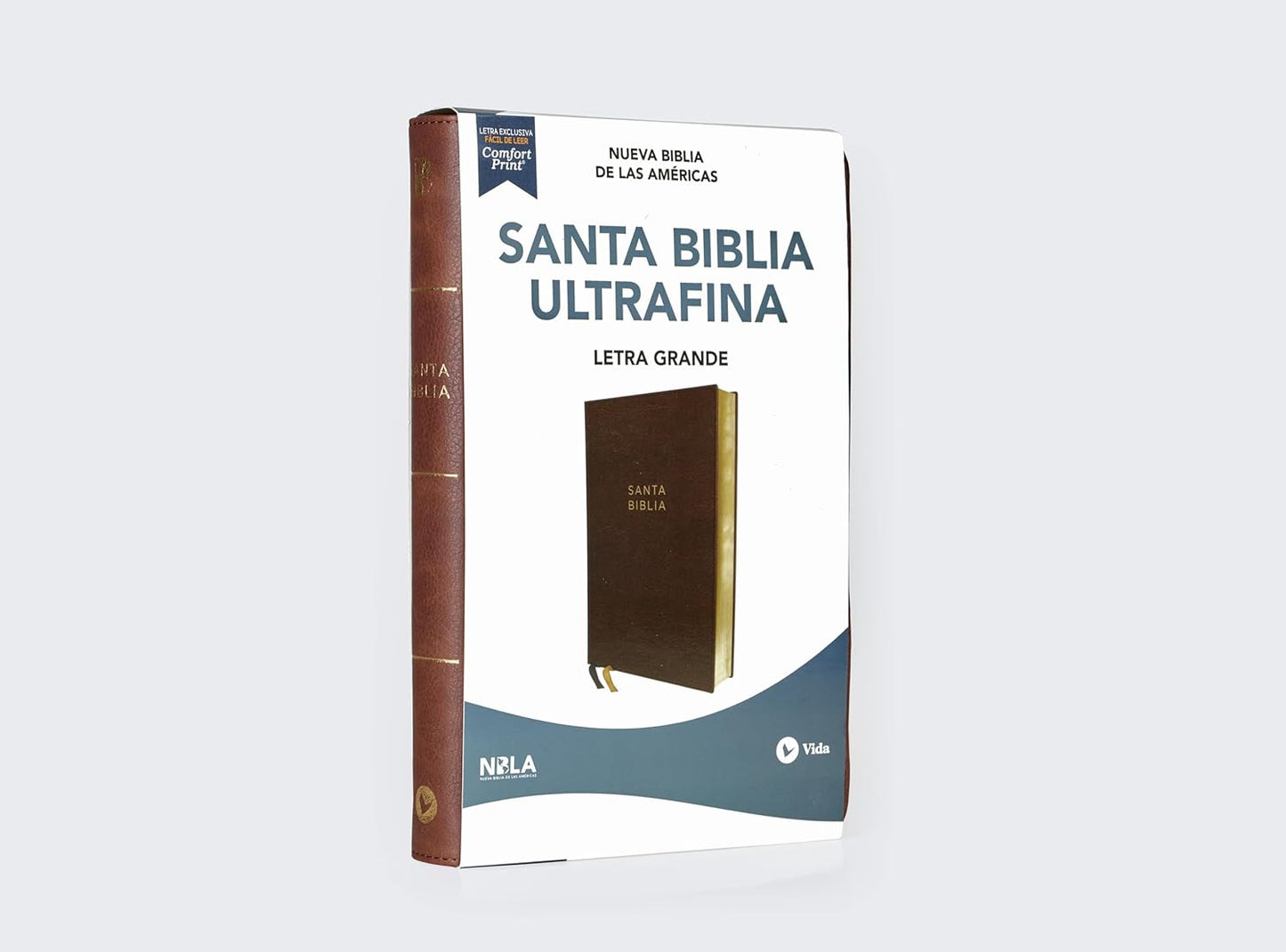NBLA Santa Biblia Ultrafina Letra grande: Leathersoft Café| Palabras de Jesús en rojo