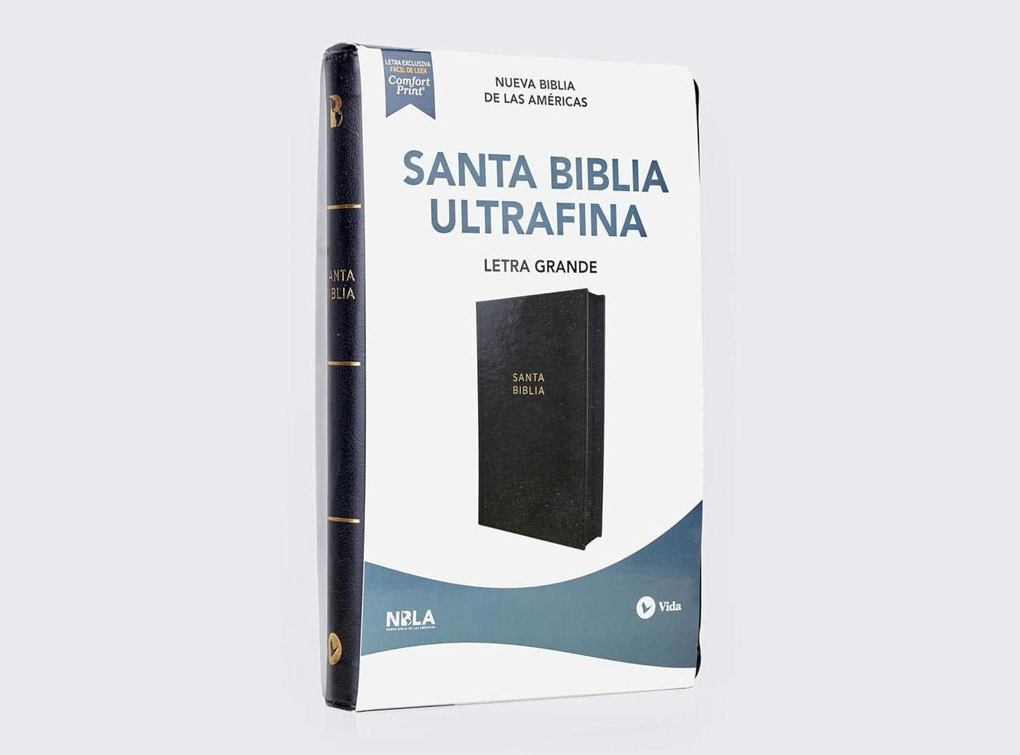 NBLA Santa Biblia Ultrafina Letra grande: Leathersoft Negro| Palabras de Jesús en rojo| con cierre (zipper)