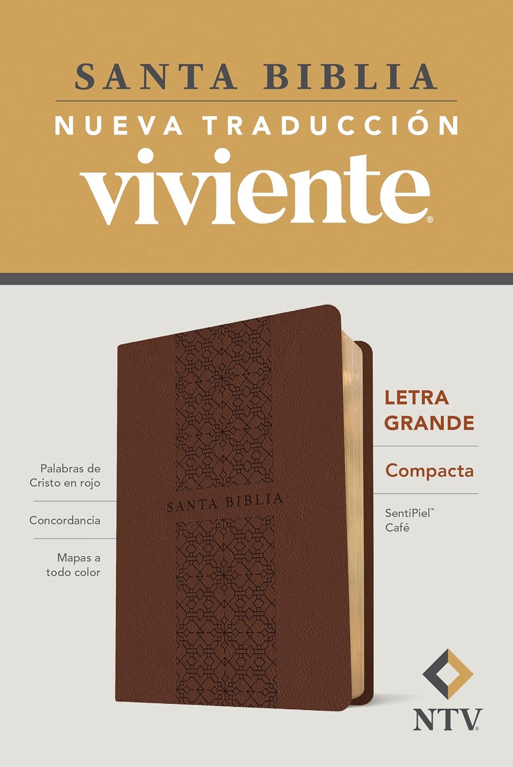 Santa Biblia NTV Edición compacta letra grande:SentiPiel| Café| Letra Roja