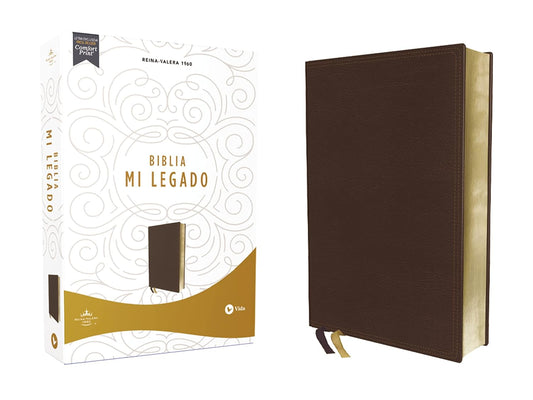 RVR60 Santa Biblia Mi Legado: Leathersoft. Café. Una columna. Interior a dos colores. Comfort Print