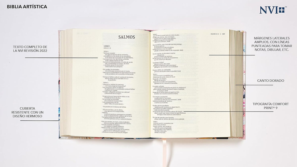 NVI Santa Biblia Edición Artística: Revisión 2022. Tapa dura. Palabras de Jesús en Rojo. Comfort Print