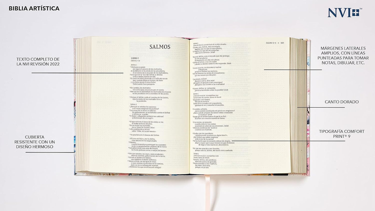 NVI Santa Biblia Edición Artística: Revisión 2022. Tapa dura. Palabras de Jesús en Rojo. Comfort Print