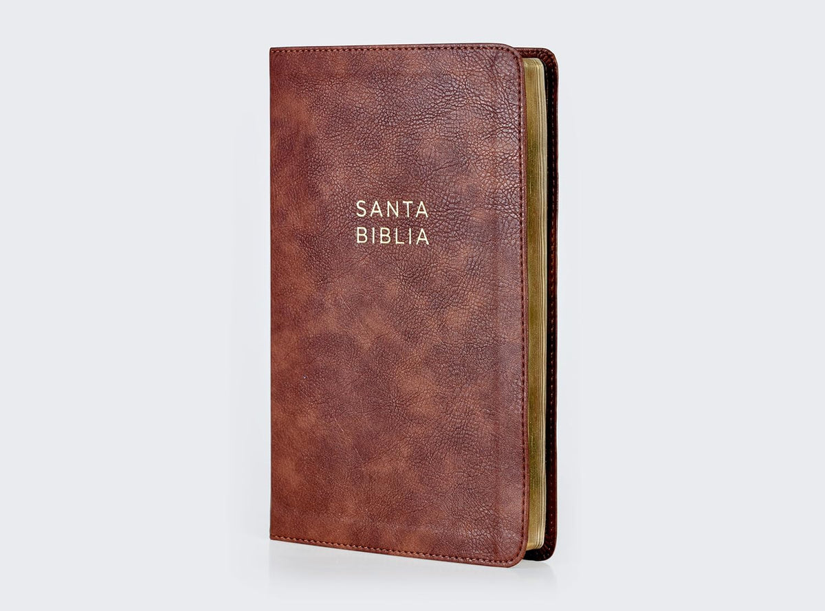 NBLA Santa Biblia Ultrafina Letra grande: Leathersoft Café| Palabras de Jesús en rojo