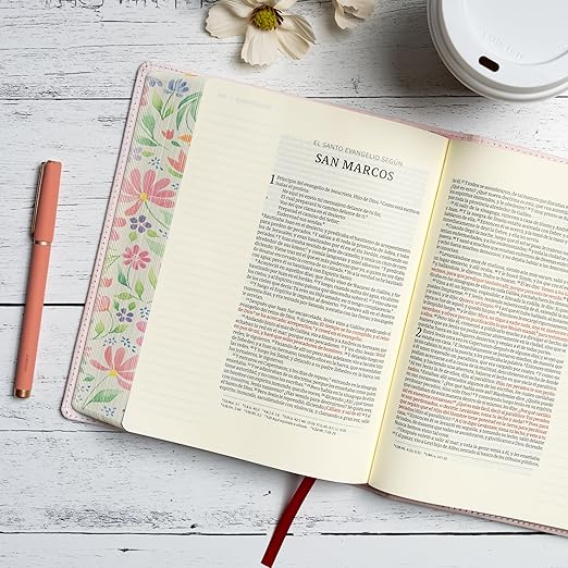 RV60 Biblia de apuntes tamaño personal: Tela impresa floreada