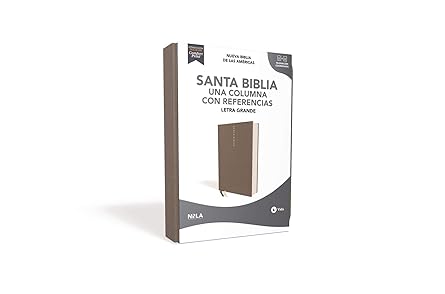 NBLA Santa Biblia: Una columna con referencias. Letra Grande. Tapa dura/tela. Gris. Palabras de Jesús en Rojo. Comfort Print