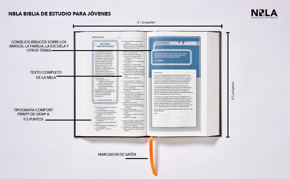 NBLA Biblia de Estudio Para Jóvenes Adolescentes: Tapa Dura Azul