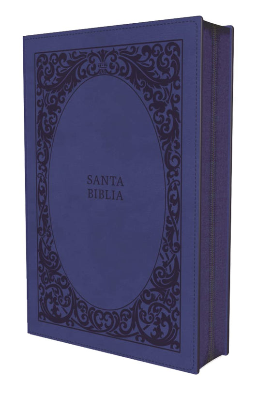 RVR60 Biblia Tierra Santa: Ultrafina Letra grande| Leathersoft Azul| con Cierre| Palabras de Jesús en Rojo| Comfort Print