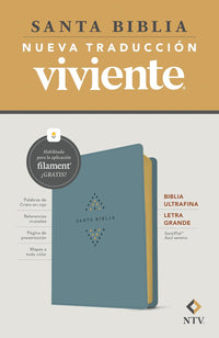 Biblia Ultrafina NTV Letra Grande: Con Filament | SentiPiel Azul sereno