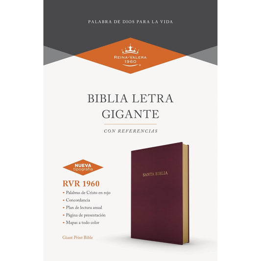 RVR 1960 Biblia Letra Gigante| Borgoña| Imitación piel