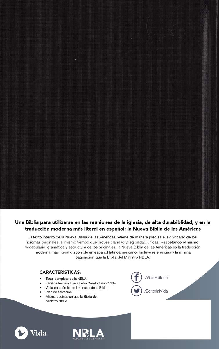 NBLA Santa Biblia Congregacional: Tapa dura. Negro. Comfort Print