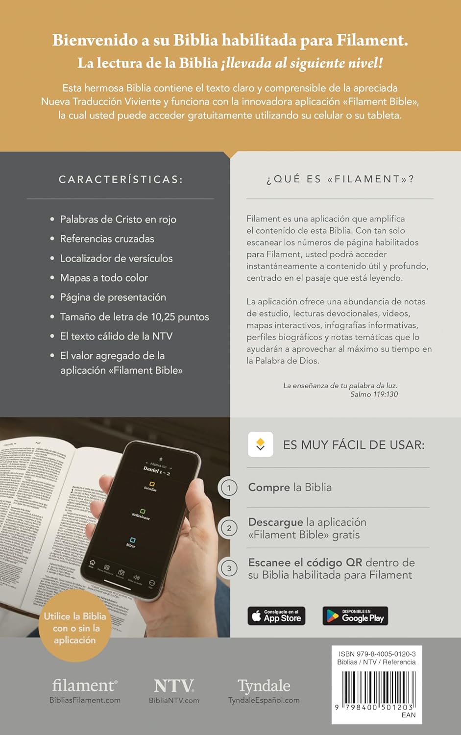 Biblia Ultrafina NTV Letra grande y zíper: Con Filament | SentiPiel | Palmera café
