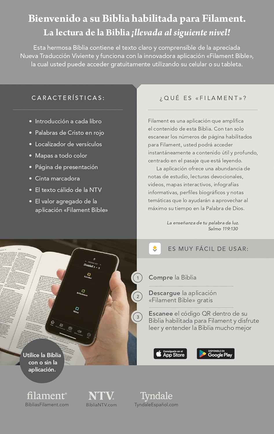 Biblia Manual NTV Letra Grande: con Filament | SentiPiel Negro | co Indice