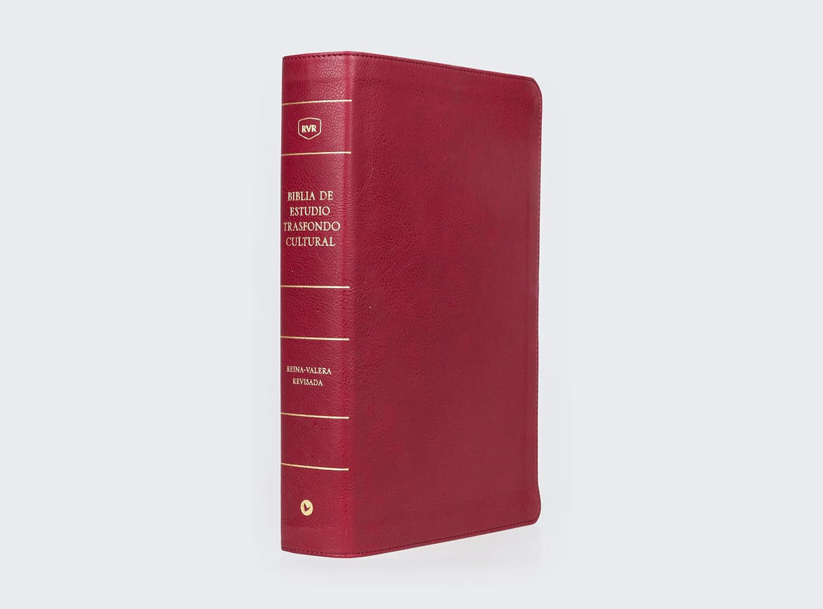 RVR Biblia de Estudio Trasfondo Cultural: Leathersoft Rojo vino | Interior a color | Comfort Print