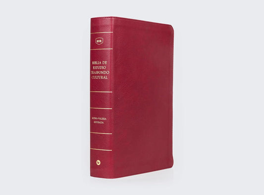 RVR Biblia de Estudio Trasfondo Cultural: Leathersoft Rojo vino | Interior a color | Comfort Print