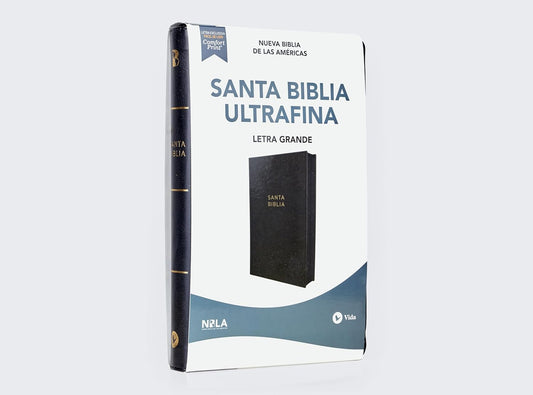 NBLA Santa Biblia Ultrafina Letra grande: Leathersoft Negro| Palabras de Jesús en rojo| con cierre (zipper)
