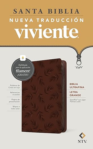 Biblia Ultrafina NTV Letra grande y zíper: Con Filament | SentiPiel | Palmera café