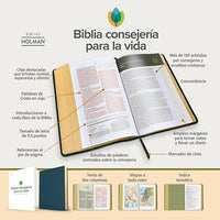 RVR 1960 Biblia Consejería para la vida| Azul pizarra| Símil piel