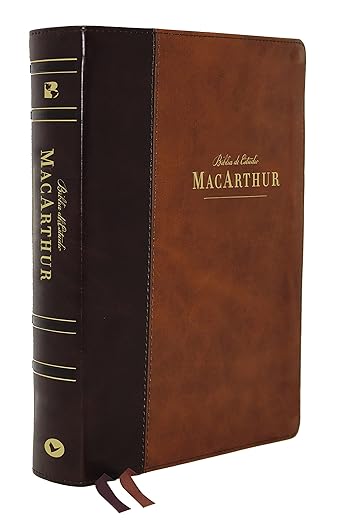 NBLA Biblia de Estudio MacArthur: Leathersoft| Café| Interior a dos colores| Comfort Print