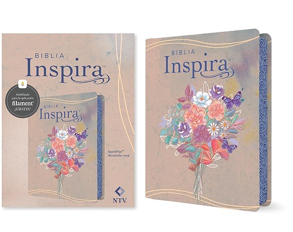 Biblia Inspira NTV con Filament: SentiPiel| Acuarela rosa