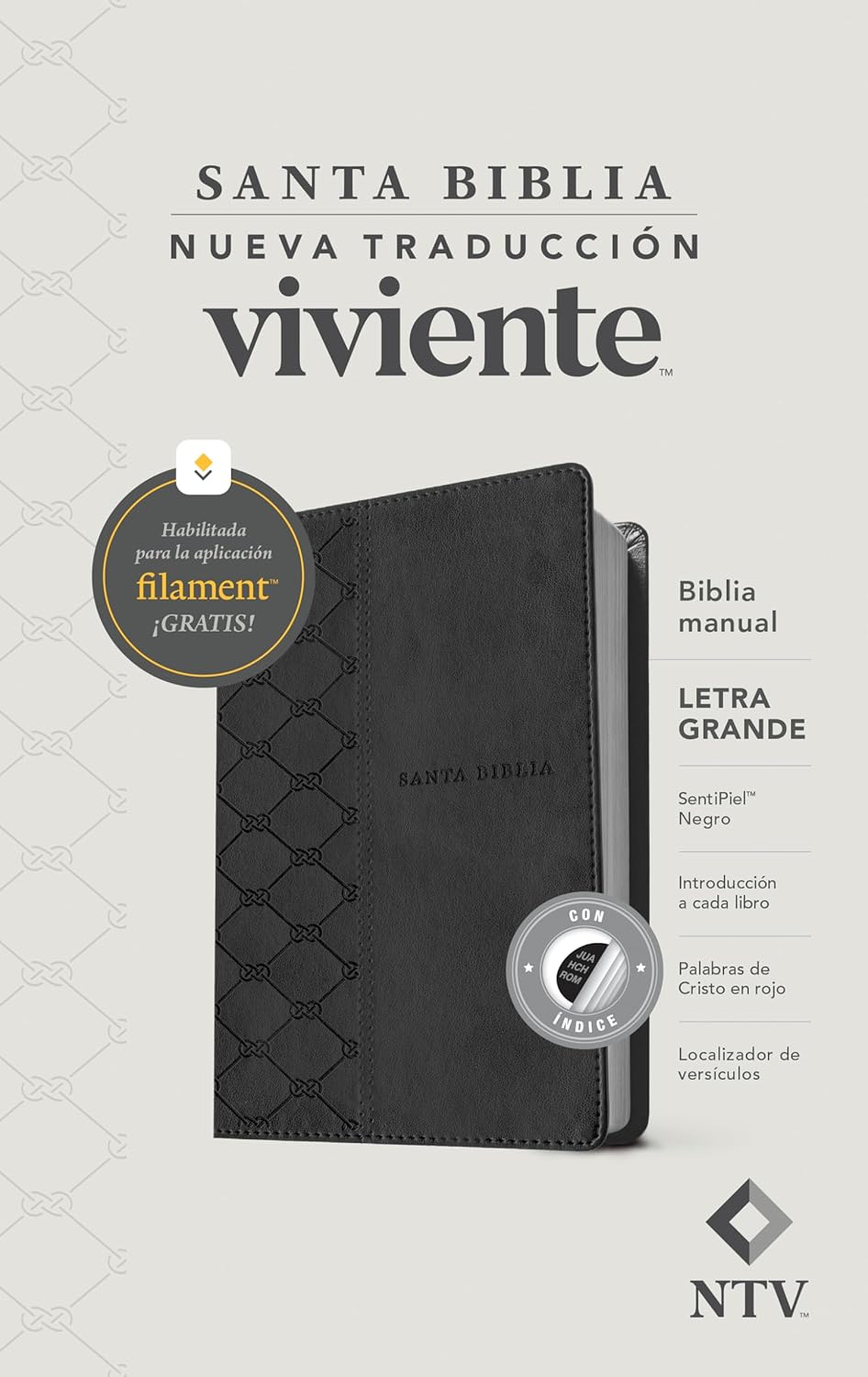 Biblia Manual NTV Letra Grande: con Filament | SentiPiel Negro | co Indice
