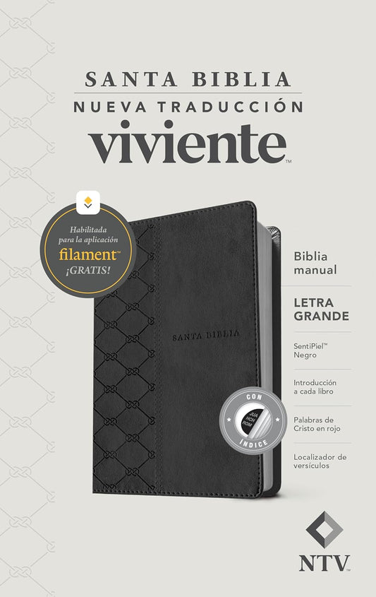 Biblia Manual NTV Letra Grande: con Filament | SentiPiel Negro | co Indice