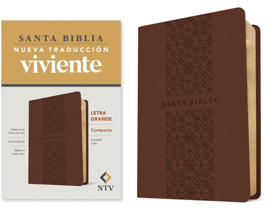 Santa Biblia NTV, Edición compacta, letra grande (SentiPiel, Café, Letra Roja) (Spanish Edition)