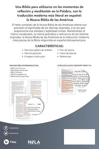 NBLA Santa Biblia: Una columna con referencias. Letra Grande. Tapa dura/tela. Gris. Palabras de Jesús en Rojo. Comfort Print