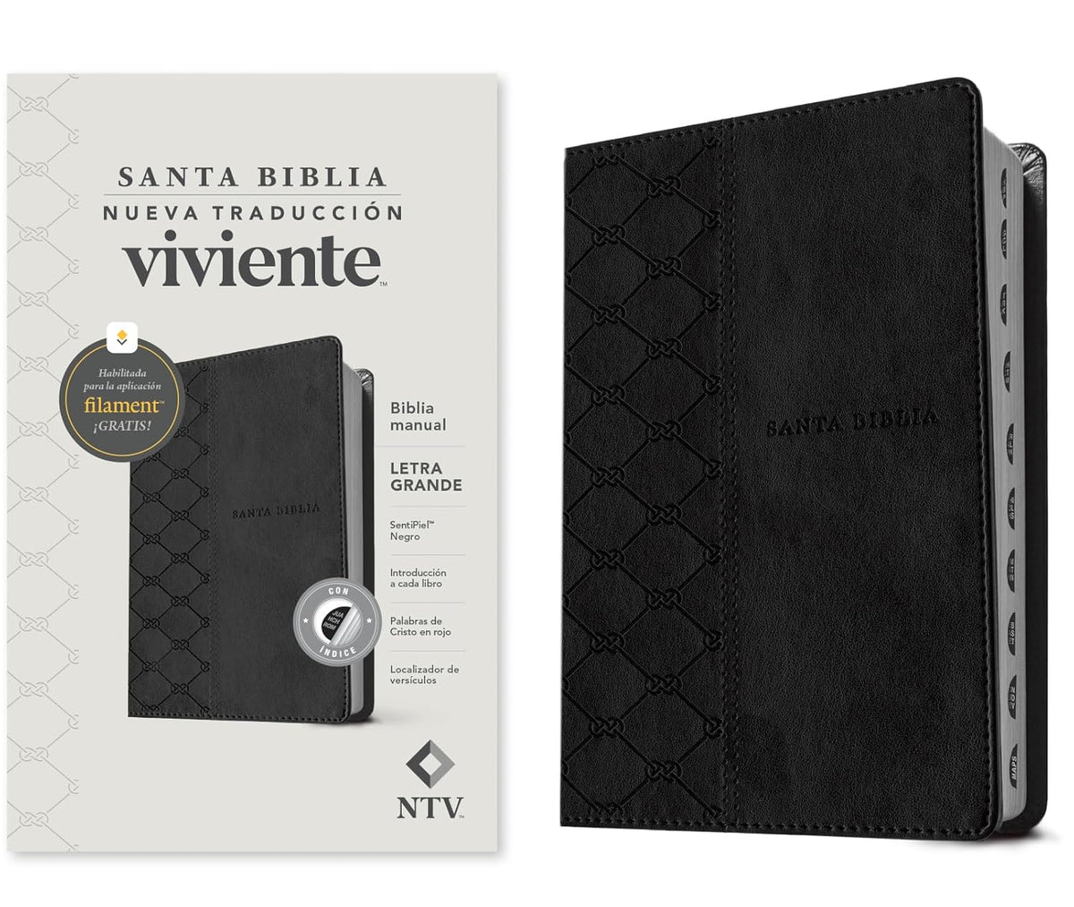 Biblia Manual NTV Letra Grande: con Filament | SentiPiel Negro | co Indice