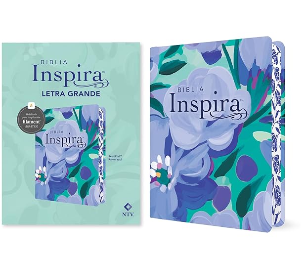 Biblia Inspira NTV Letra Grande con Filament: SentiPiel| Ramo azul