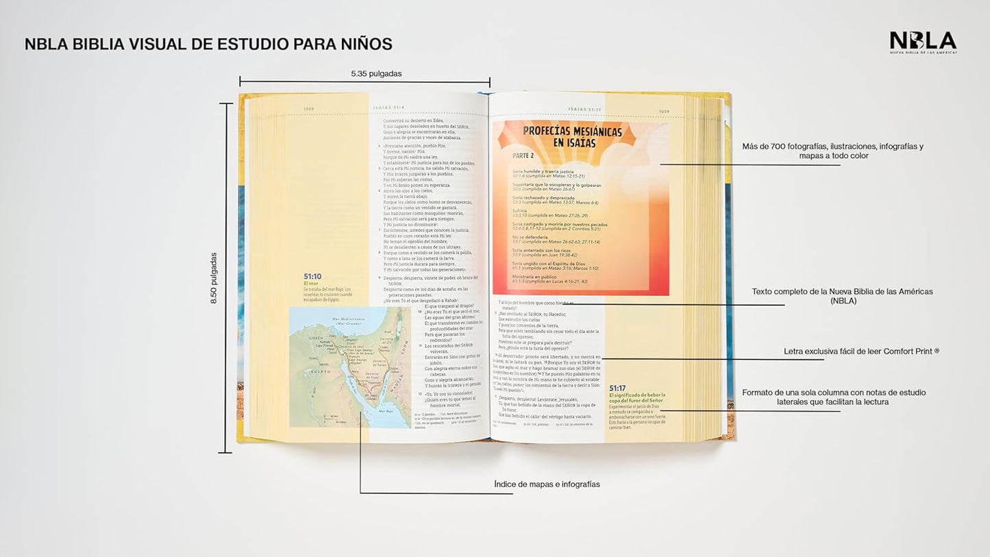 NBLA Biblia Visual de Estudio para niños: Tapa dura| Interior a cuatro colores| Comfort Print