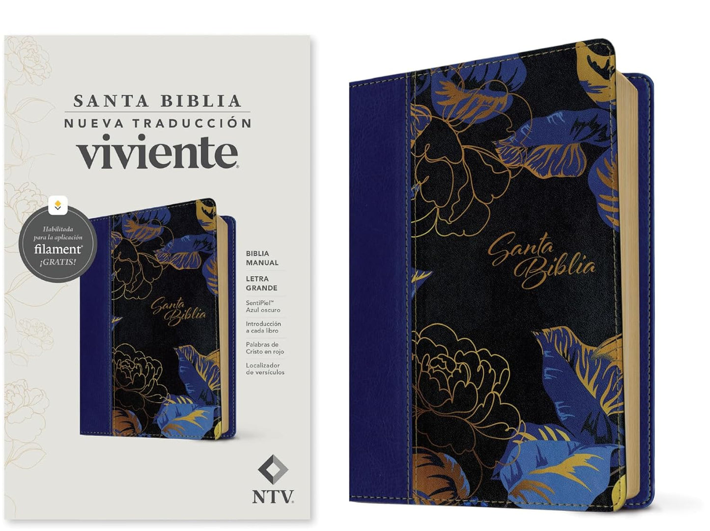 Biblia Manual NTV Letra Grande: con Filament | SentiPiel Azul oscuro