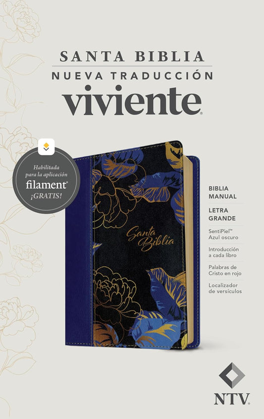 Biblia Manual NTV Letra Grande: con Filament | SentiPiel Azul oscuro
