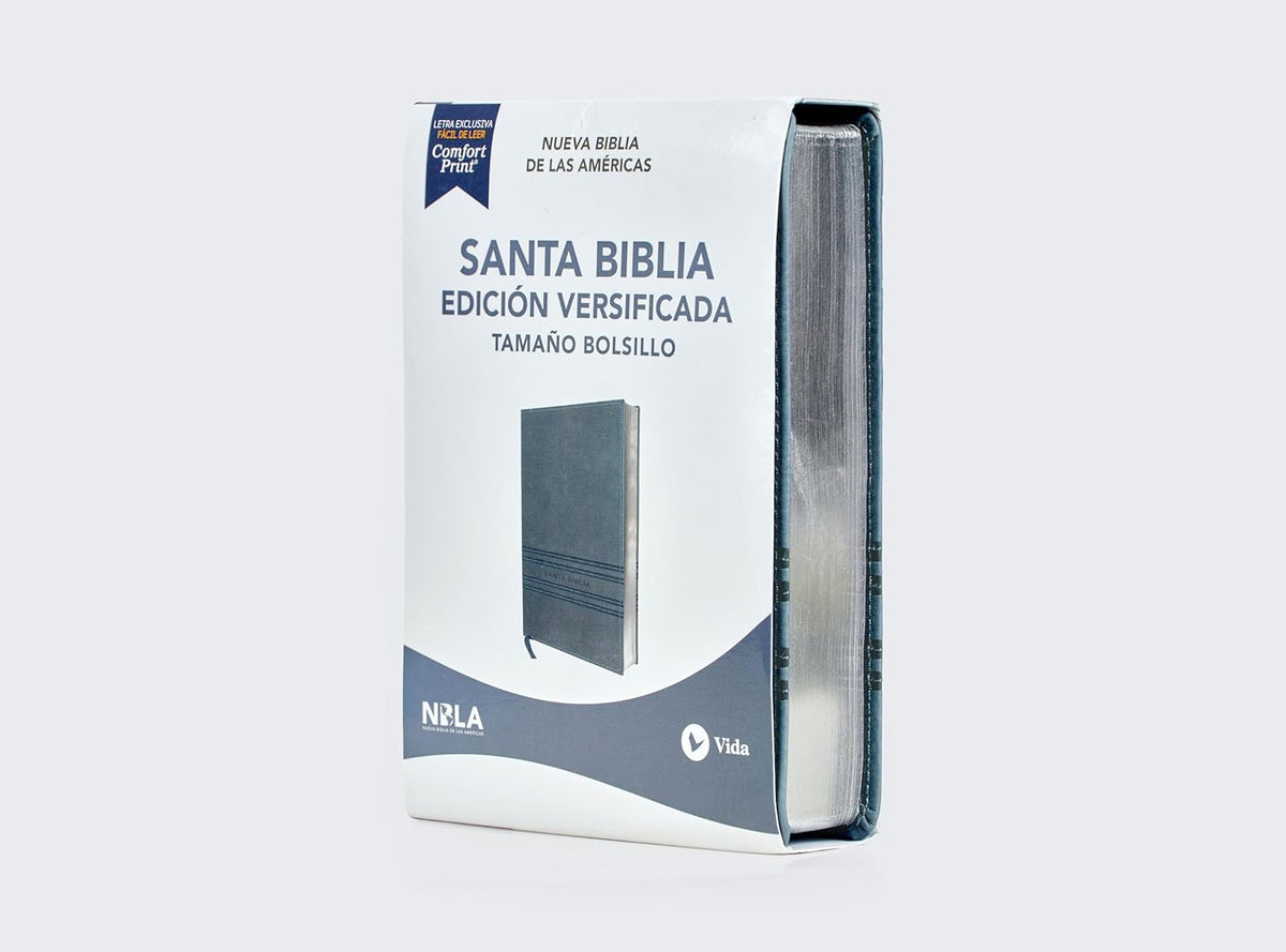 NBLA Santa Biblia Edicion Versificada| Tamaño bolsillo| Leathersoft| Gris