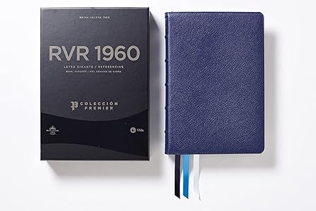 Biblia RV1960, Lt. Gigante/ Colección premier/  Azul Marino/ Interior a dos colores (Edicion Limitada)
