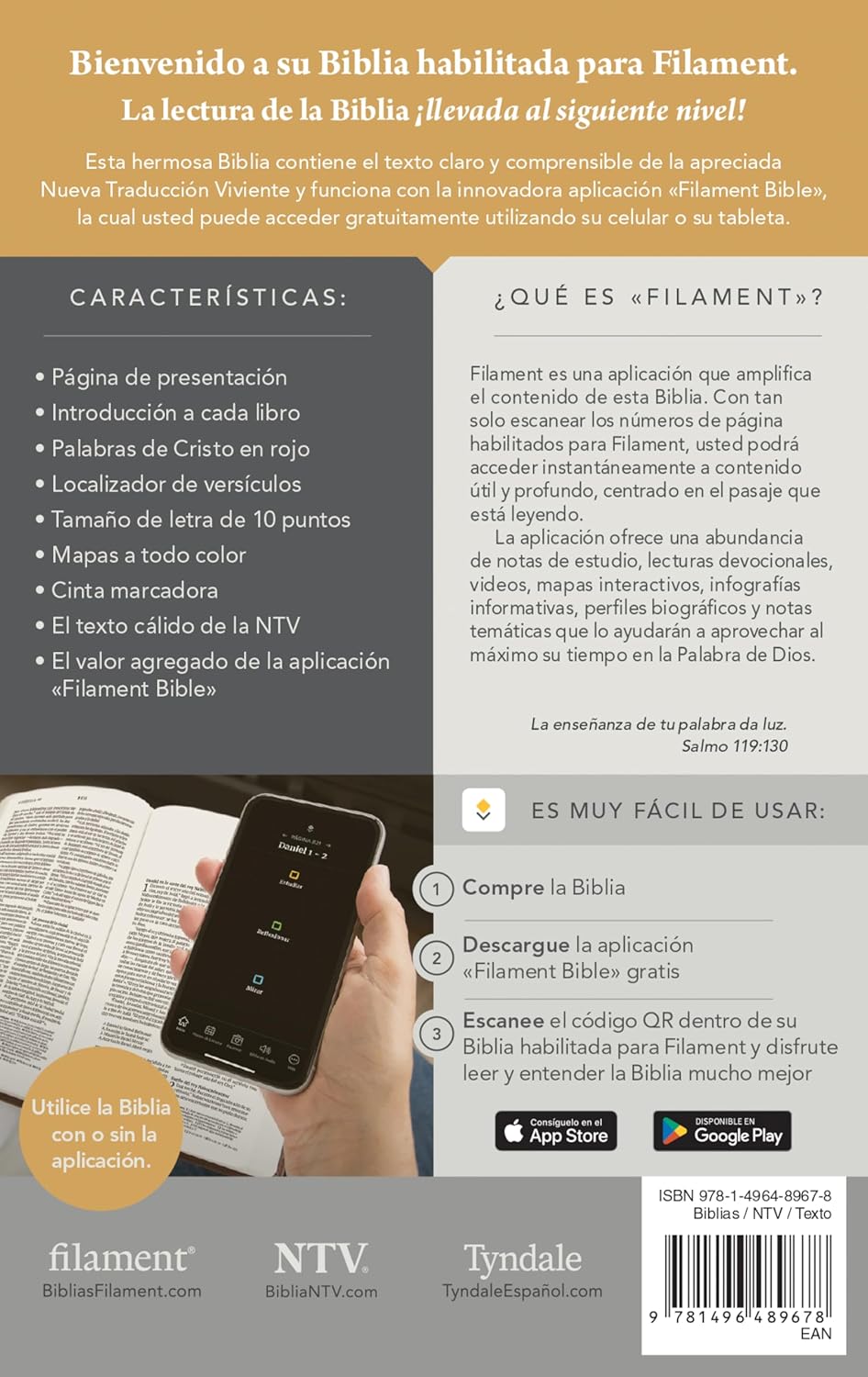 Biblia compacta NTV Letra Gigante: con Filament |SentiPiel Gris con Índice
