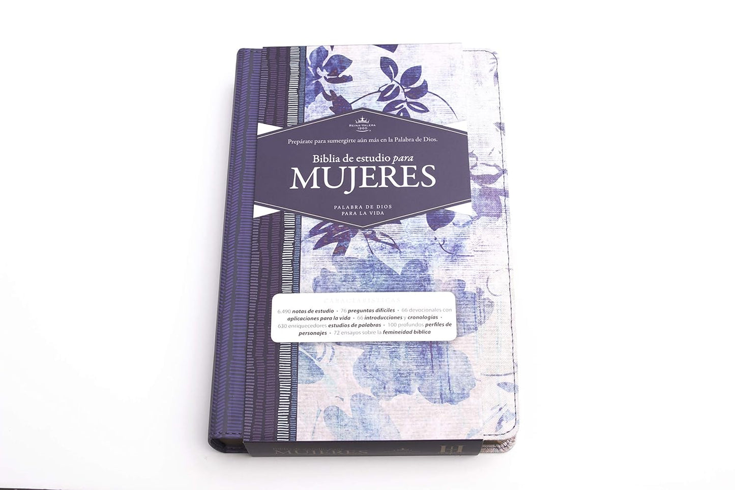 RV1960 Biblia de Estudio para Mujeres: Tela impresa| Azul floreado