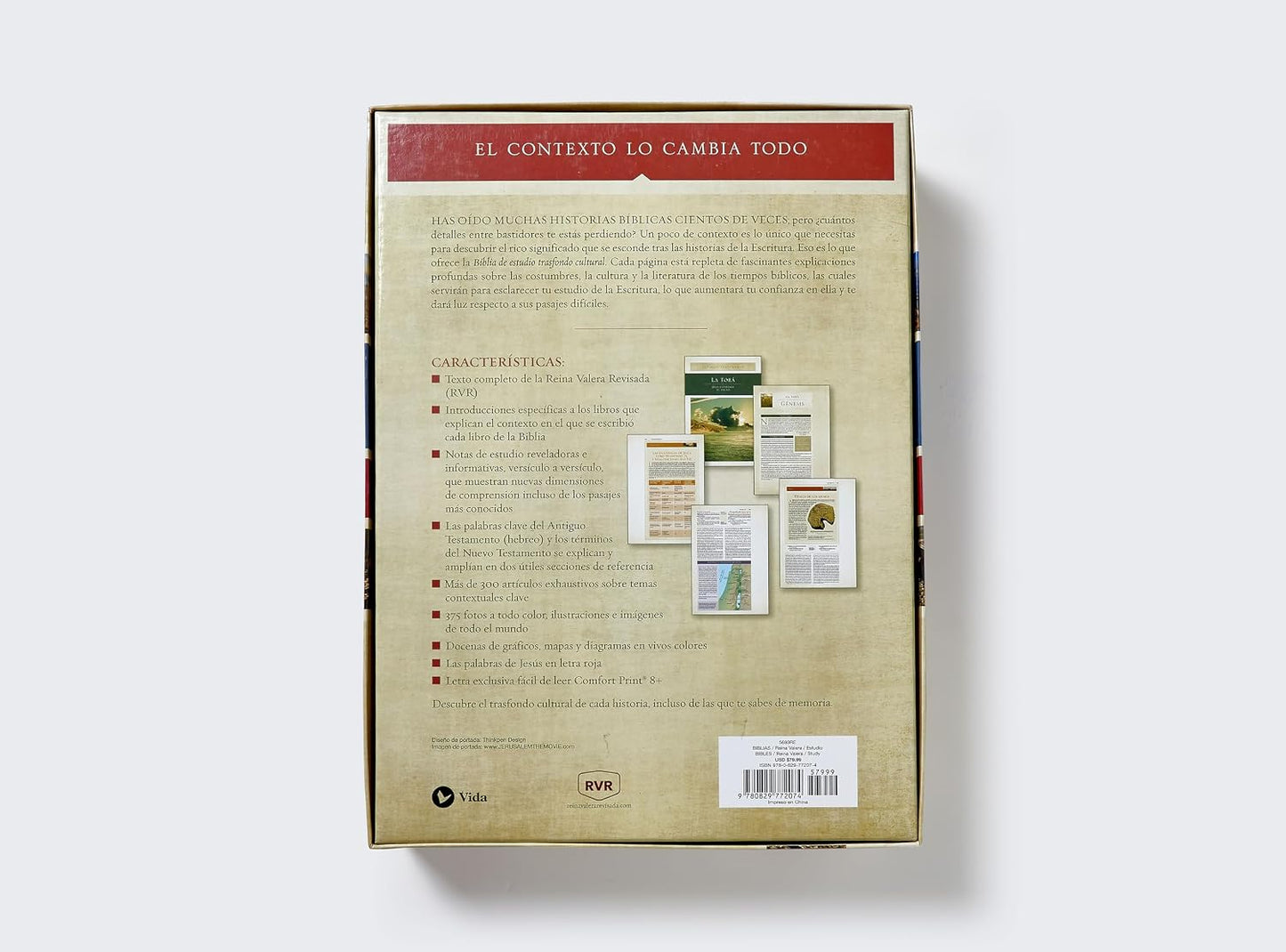 RVR Biblia de Estudio Trasfondo Cultural: Leathersoft Rojo vino | Interior a color | Comfort Print