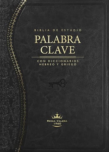 Biblia de Estudio Palabra Clave- con Diccionarios Hebreo y Griego: Tapa Blanda Negra