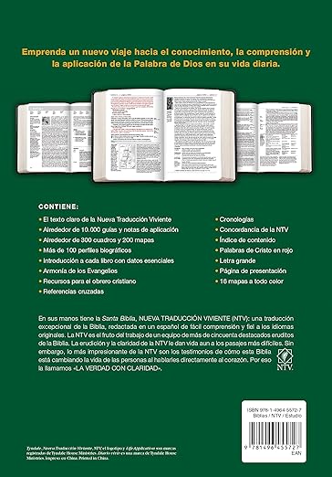 Biblia de estudio del Diario Vivir NTV: Letra Grande | Tapa dura
