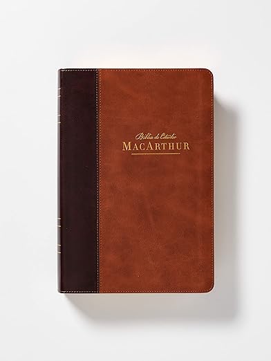 NBLA Biblia de Estudio MacArthur: Leathersoft| Café| Interior a dos colores| Comfort Print