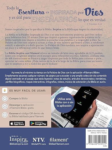 Biblia Inspira NTV con Filament: SentiPiel| Acuarela rosa