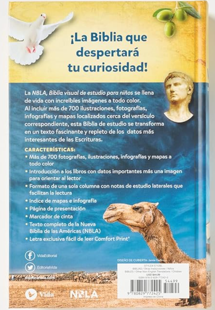 NBLA Biblia Visual de Estudio para niños: Tapa dura| Interior a cuatro colores| Comfort Print