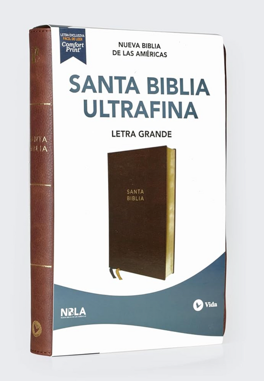 NBLA Santa Biblia Ultrafina Letra grande: Leathersoft Café| Palabras de Jesús en rojo
